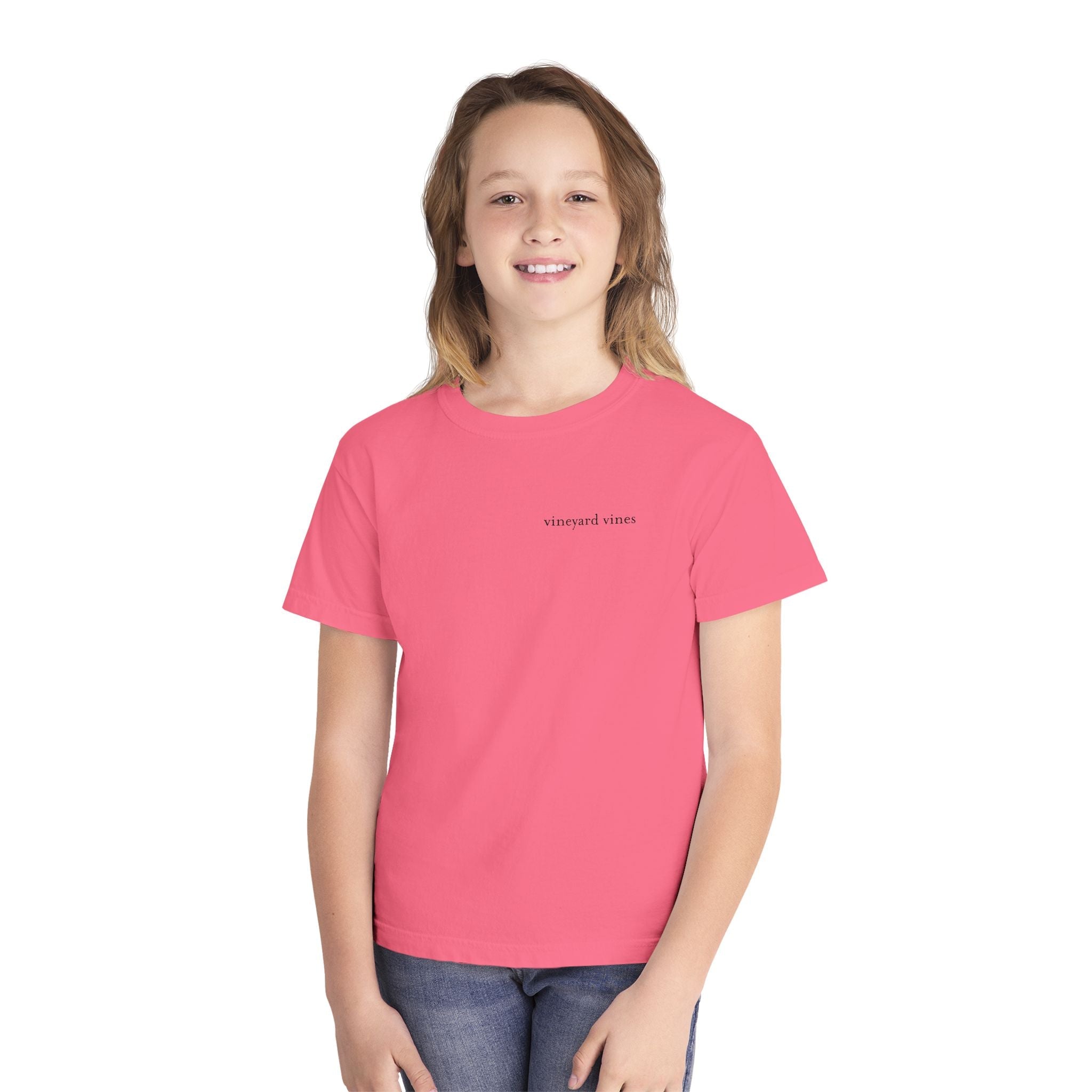 Youth Yellow Tee with Pink Whale Graphic — Vineyard Vines Inspired Kids T‑Shirt - Etna Gift