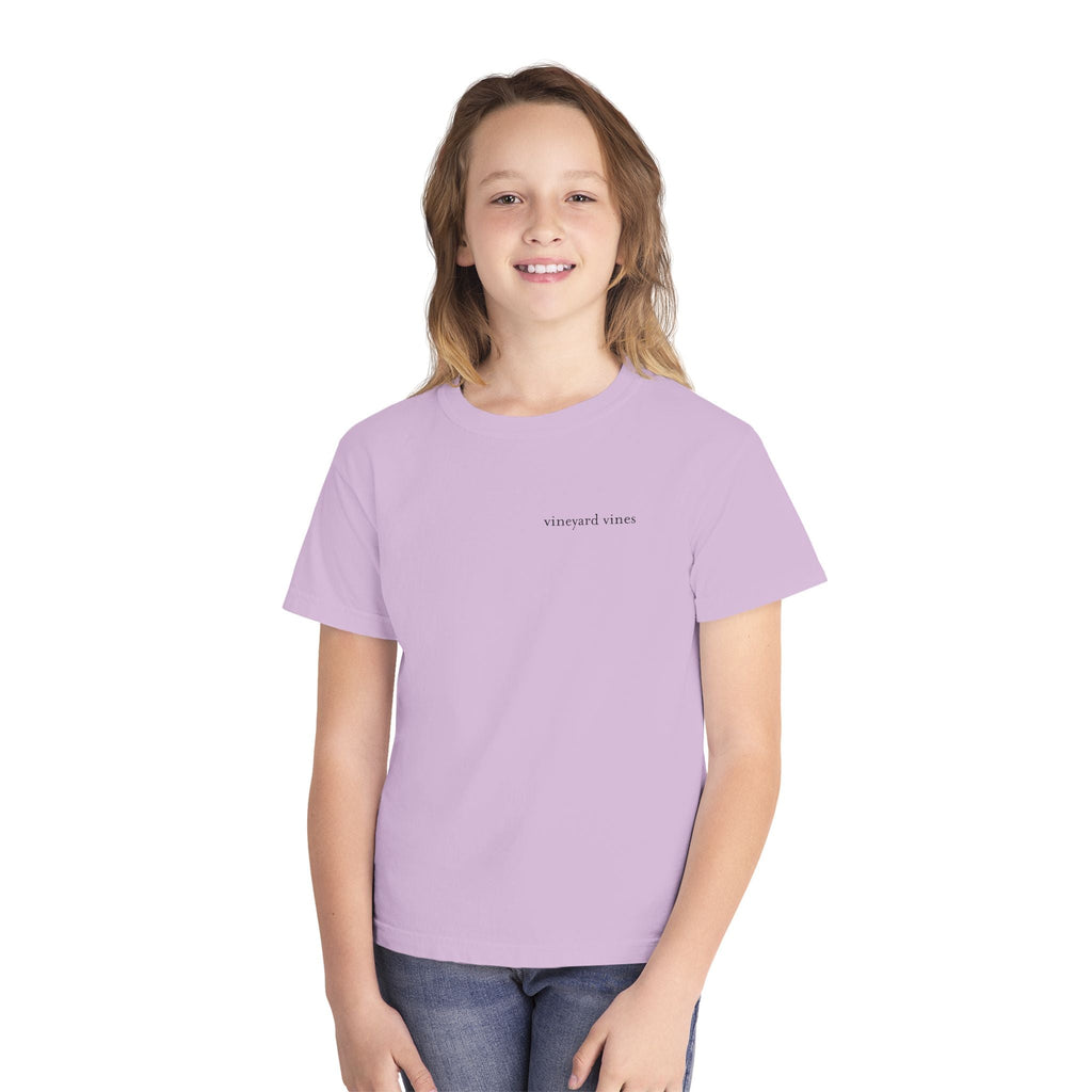 Youth Yellow Tee with Pink Whale Graphic — Vineyard Vines Inspired Kids T‑Shirt - Etna Gift