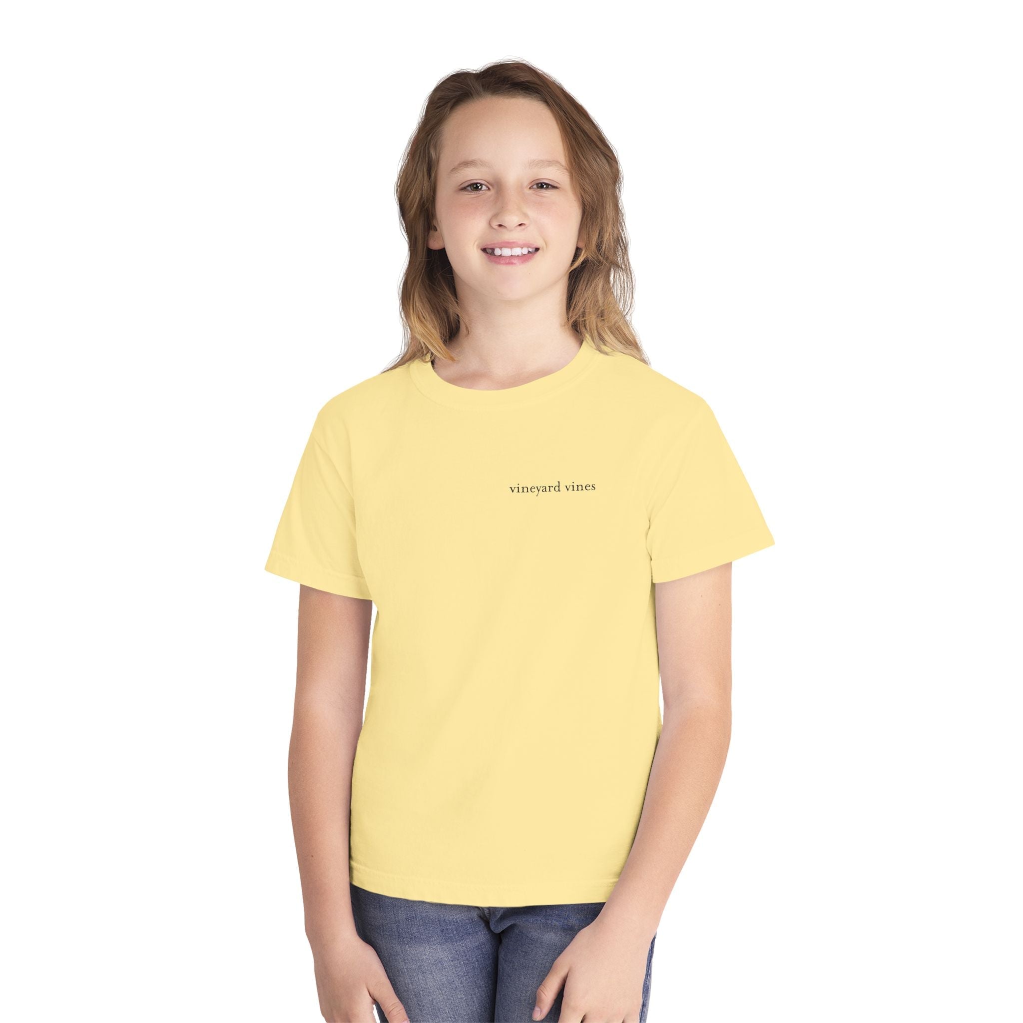 Youth Yellow Tee with Pink Whale Graphic — Vineyard Vines Inspired Kids T‑Shirt - Etna Gift