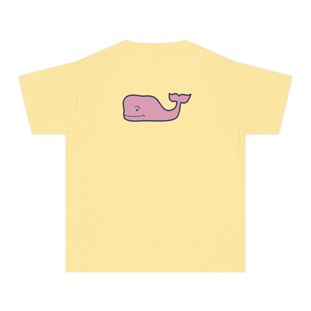 Youth Yellow Tee with Pink Whale Graphic — Vineyard Vines Inspired Kids T‑Shirt - Etna Gift