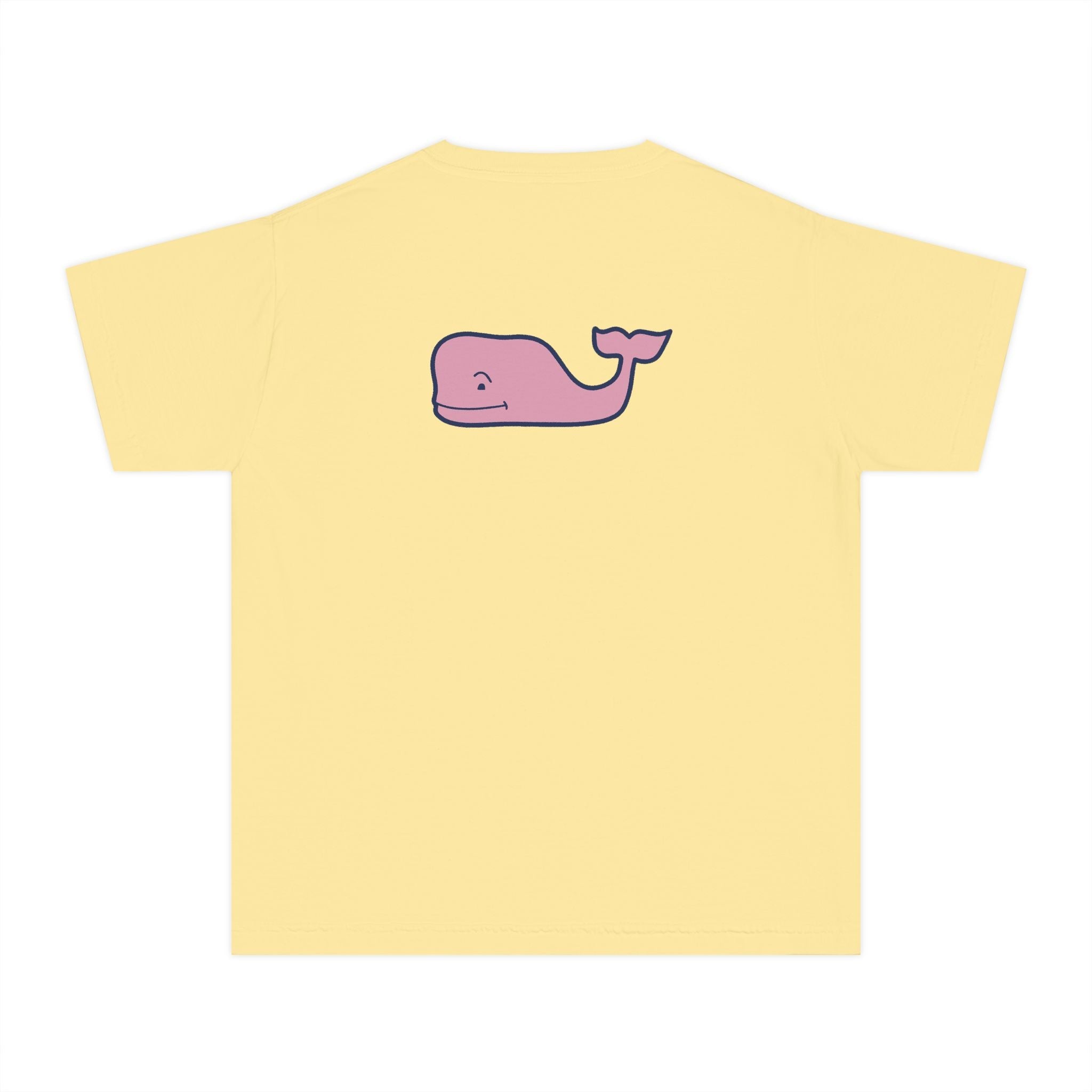 Youth Yellow Tee with Pink Whale Graphic — Vineyard Vines Inspired Kids T‑Shirt - Etna Gift
