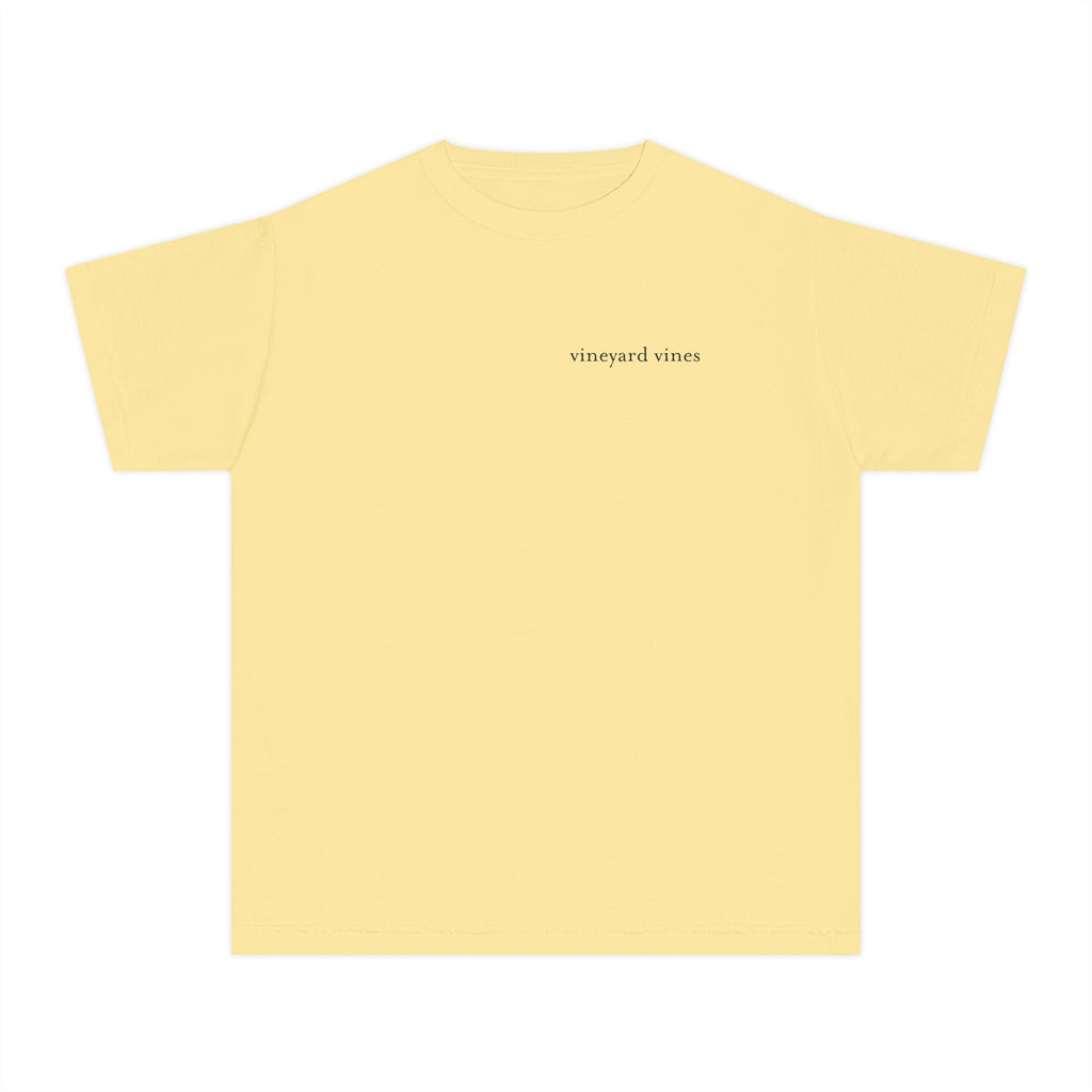 Youth Yellow Tee with Pink Whale Graphic — Vineyard Vines Inspired Kids T‑Shirt - Etna Gift